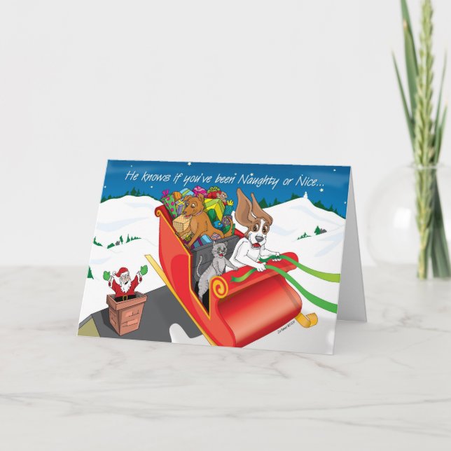 Cartes Pour Fêtes Annuelles VolSantasSleighCARD_©ZoeRanucci (Devant)