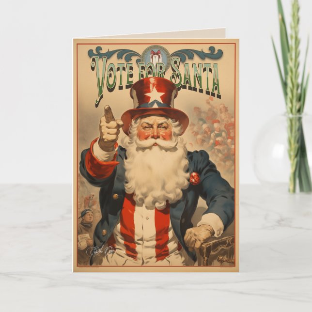 Cartes Pour Fêtes Annuelles Vote pour Père Noël 2 (Devant)