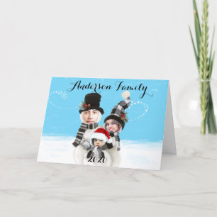 Cartes Pour Fêtes Annuelles Votre famille comme bonhomme de neige