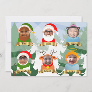 Cartes Pour Fêtes Annuelles Votre famille de 6 (ou 5 + Chien) en tant qu'icône