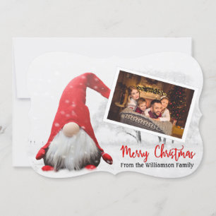 Cartes Pour Fêtes Annuelles Votre Photo Avec Snowny Christmas Gnome Fancy Cut