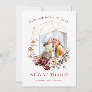 Cartes Pour Fêtes Annuelles Votre photo Floral Géométrique Thanksgiving