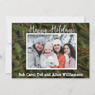 Cartes Pour Fêtes Annuelles Votre photo sur Pine Boughs Joyeuses Fêtes