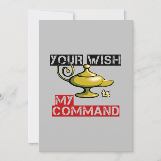 Cartes Pour Fêtes Annuelles Votre souhait est ma commande Aladdin Lampe Design (Devant)