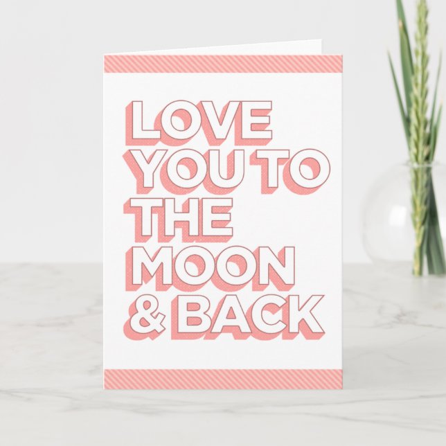 Cartes Pour Fêtes Annuelles Vous Aimez À La Lune Et À L'Arrière (Devant)