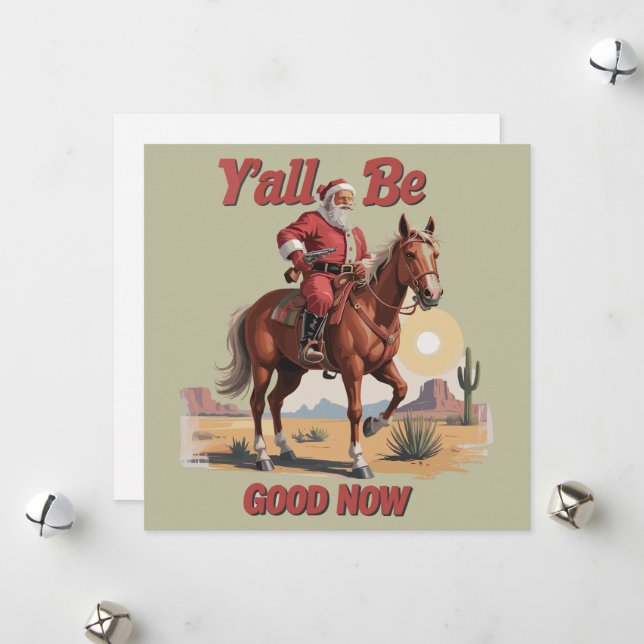 Cartes Pour Fêtes Annuelles Vous allez bien maintenant drôle de père Noël cowb (Devant/Arrière en situation)