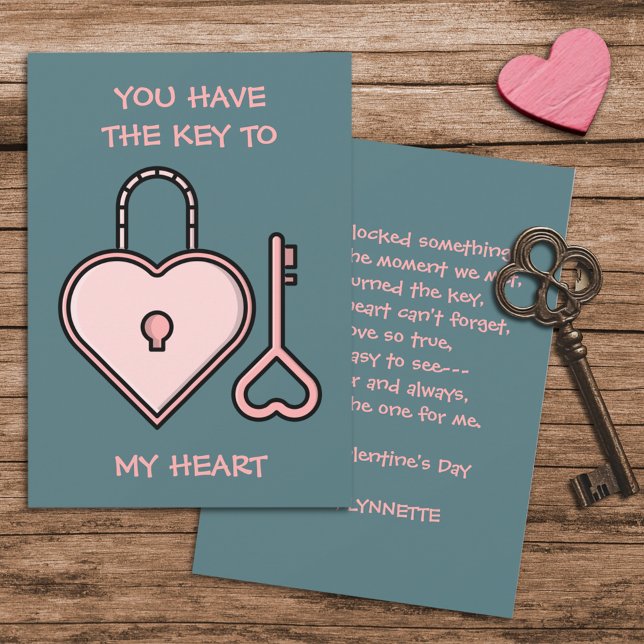 Cartes Pour Fêtes Annuelles Vous avez la clé de mon coeur Valentine (Créateur téléchargé)