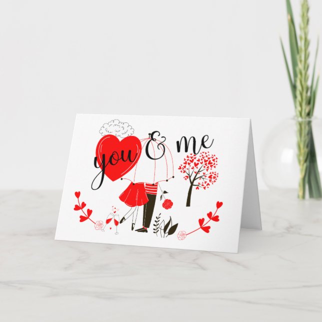 Cartes Pour Fêtes Annuelles Vous et moi/Couple Partage Parapluies Valentines (Devant)