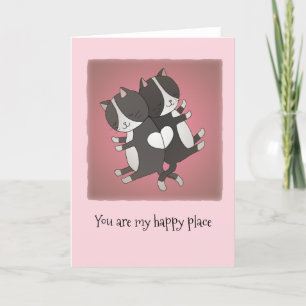 Cartes Pour Fêtes Annuelles Vous êtes mon heureux endroit Chats amoureux I Lov