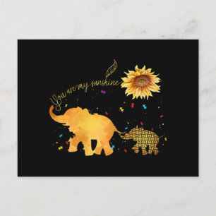 Cartes Pour Fêtes Annuelles Vous êtes mon Sunshine tournesol Elephant Autisme