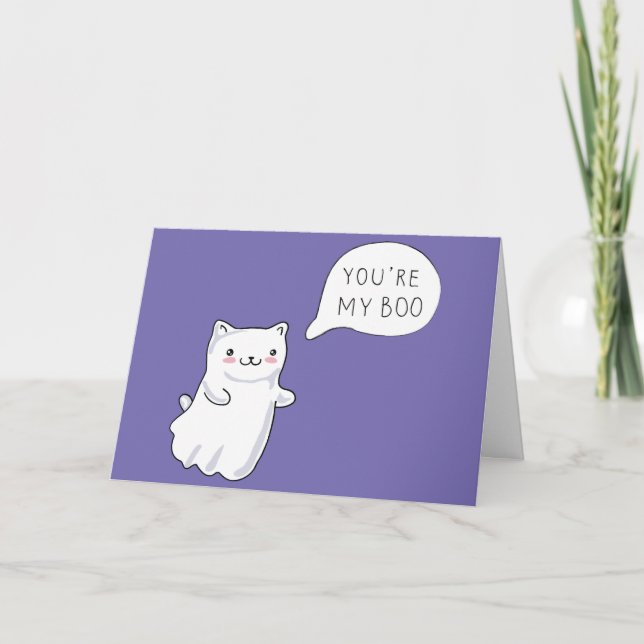 Cartes Pour Fêtes Annuelles Vous êtes My Boo Ghost Cat Valentine (Devant)