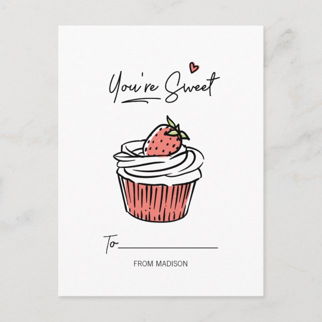 Cartes Pour Fêtes Annuelles Vous êtes Sweet Cupcake Classroom Valentine Postca (Devant)