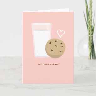 Cartes Pour Fêtes Annuelles Vous Me Complétez Milk & Cookie Silly Love Card