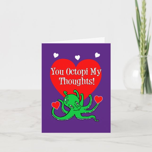 Cartes Pour Fêtes Annuelles Vous Octopi Mes pensées Octopus (Devant)