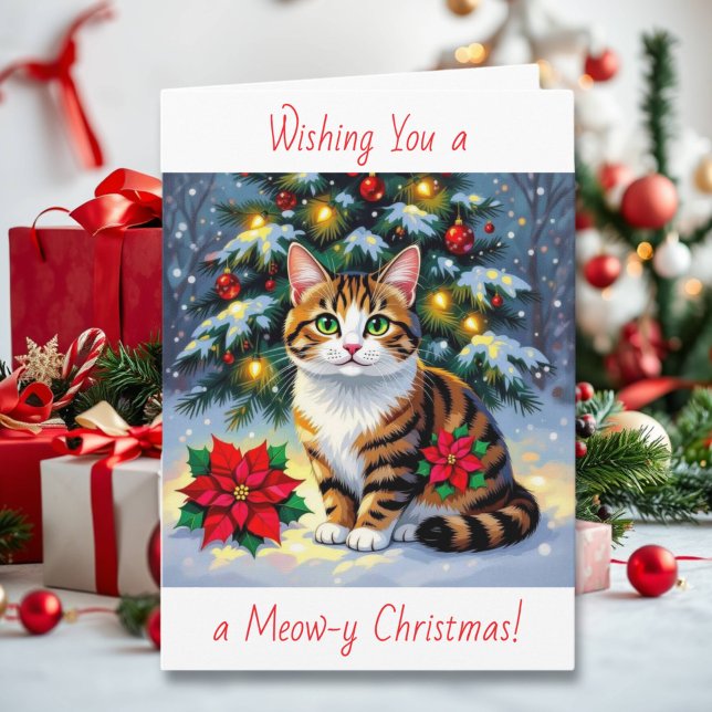 Cartes Pour Fêtes Annuelles Vous souhaitons un Noël Meow-y | Festif  (Créateur téléchargé)