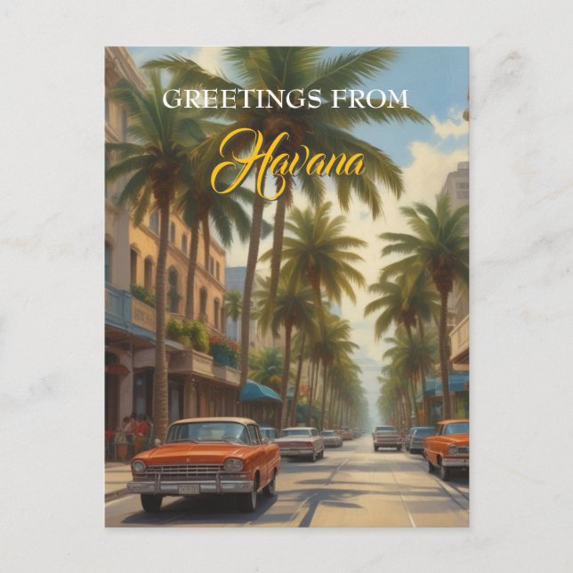 Cartes Pour Fêtes Annuelles Voyage Cuba vintage - Salutations de La Havane (Devant)