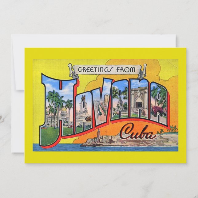 Cartes Pour Fêtes Annuelles Voyage Cuba vintage - Salutations de La Havane (Devant)