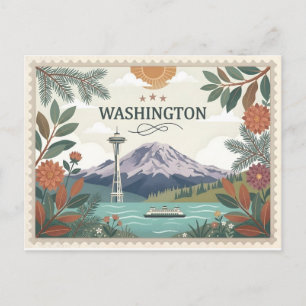 Cartes Pour Fêtes Annuelles Voyage dans l'État de Washington vintage Seattle S