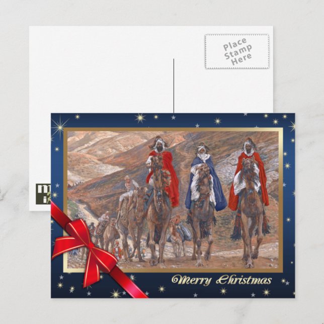 Cartes Pour Fêtes Annuelles Voyage des Mages. Noël des beaux-arts (Devant / Derrière)