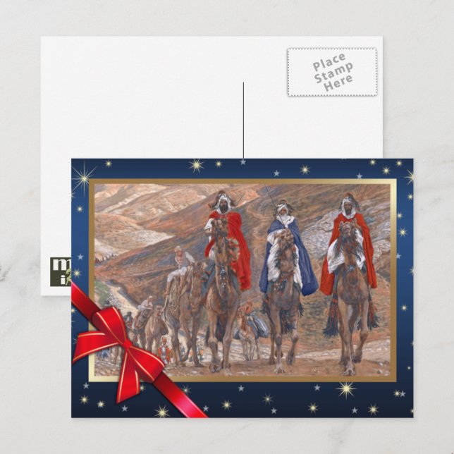 Cartes Pour Fêtes Annuelles Voyage des Mages. Noël des beaux-arts (Devant / Derrière)