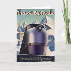 Cartes Pour Fêtes Annuelles Voyage en train art vintage Sci-Fi
