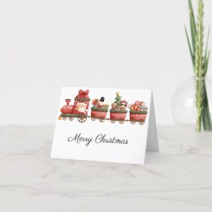 Cartes Pour Fêtes Annuelles Voyage en train avec le Père Noël et ses amis