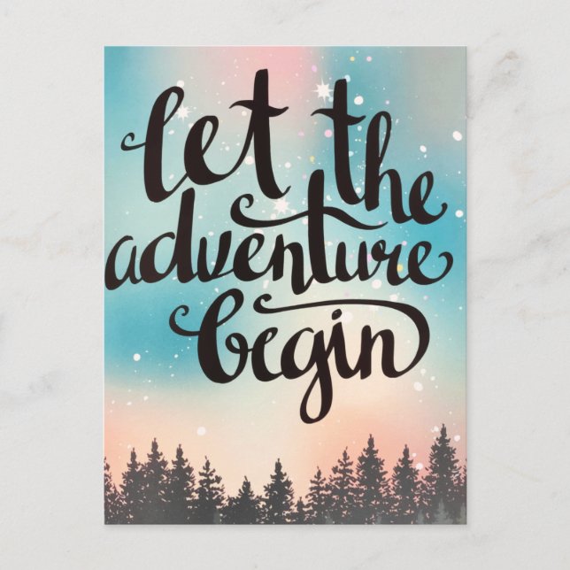 Cartes Pour Fêtes Annuelles Voyager Forêt Arbres Aventure commence (Devant)