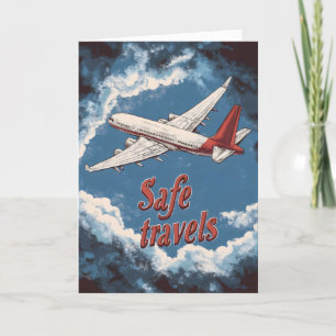 Cartes Pour Fêtes Annuelles Voyages en sécurité Avion rétro