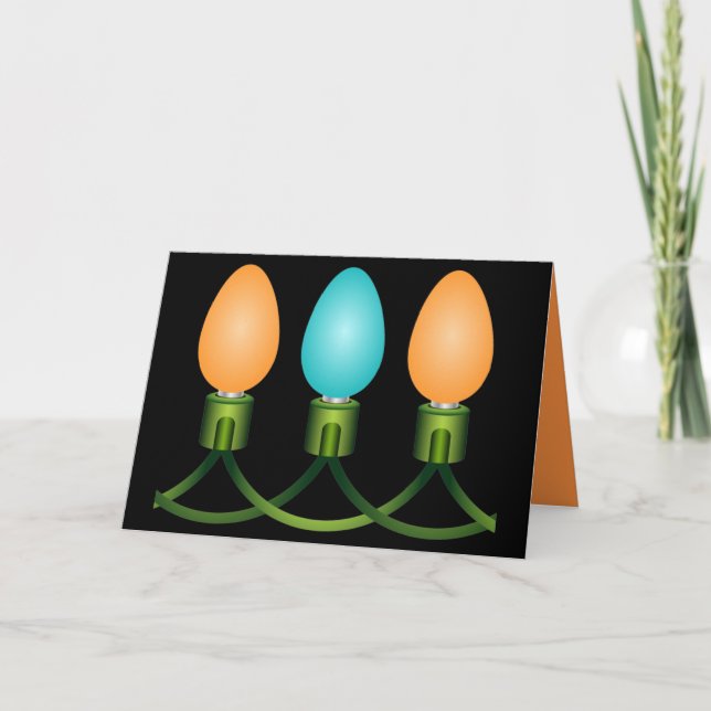 Cartes Pour Fêtes Annuelles Voyants de Noël trio orange et bleu (Devant)