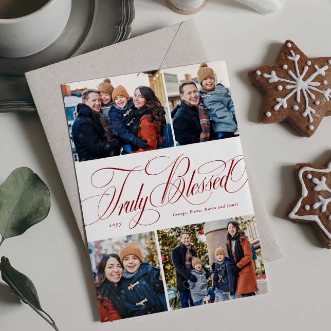 Cartes Pour Fêtes Annuelles Vraiment béni 4 photo élégant Noël religieux (Créateur téléchargé)