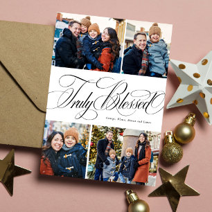 Cartes Pour Fêtes Annuelles Vraiment béni 4 photo élégant Noël religieux