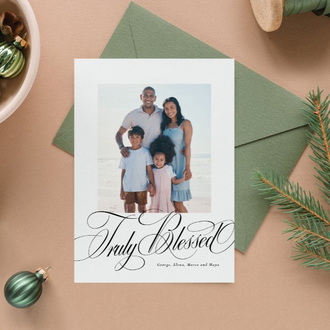 Cartes Pour Fêtes Annuelles Vraiment béni l'élégante photo de Noël religieux (Créateur téléchargé)