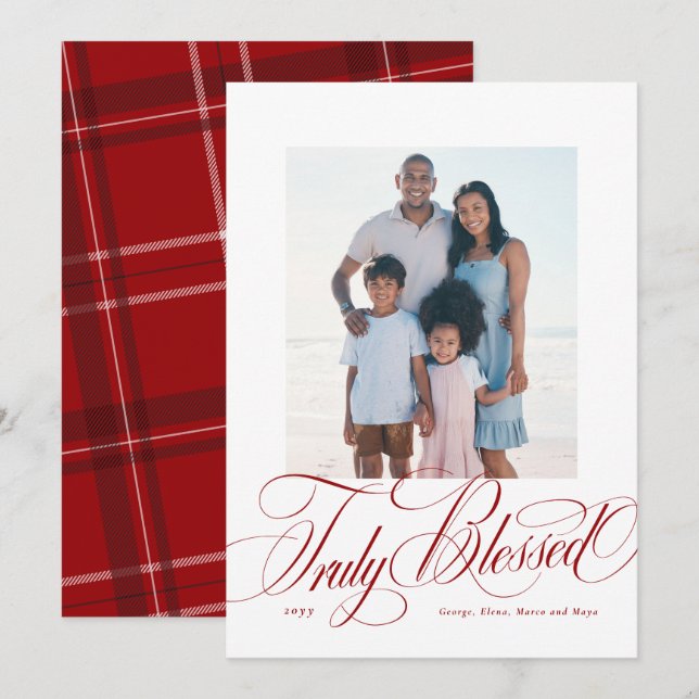 Cartes Pour Fêtes Annuelles Vraiment béni rouge de Noël photo (Devant / Derrière)