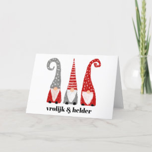 Cartes Pour Fêtes Annuelles Vrolijk et Helder Drie Kabouters Kerst