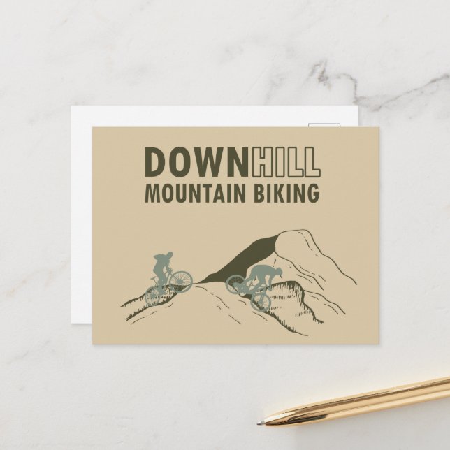 Cartes Pour Fêtes Annuelles VTT en descente (Devant/Arrière en situation)