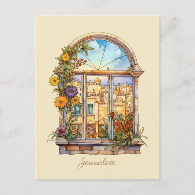 Cartes Pour Fêtes Annuelles Vue Fenêtre Jérusalem (Devant)