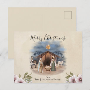 Cartes Pour Fêtes Annuelles Vues de la Nativité de l'aquarelle