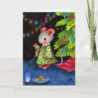 Cartes Pour Fêtes Annuelles Waiting for Santa Mouse - Cute Christmas Art