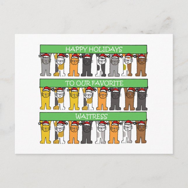 Cartes Pour Fêtes Annuelles Waitress Happy Holidays (Devant)