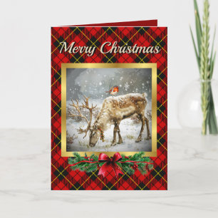 Cartes Pour Fêtes Annuelles Wallace Stag & Robin Tartan Personnalisé