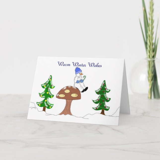 Cartes Pour Fêtes Annuelles Warm Winter Warm - Snowman (Devant)