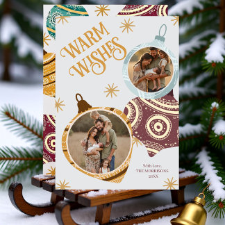 Cartes Pour Fêtes Annuelles Warm Wishes Personalized Modern Ornament