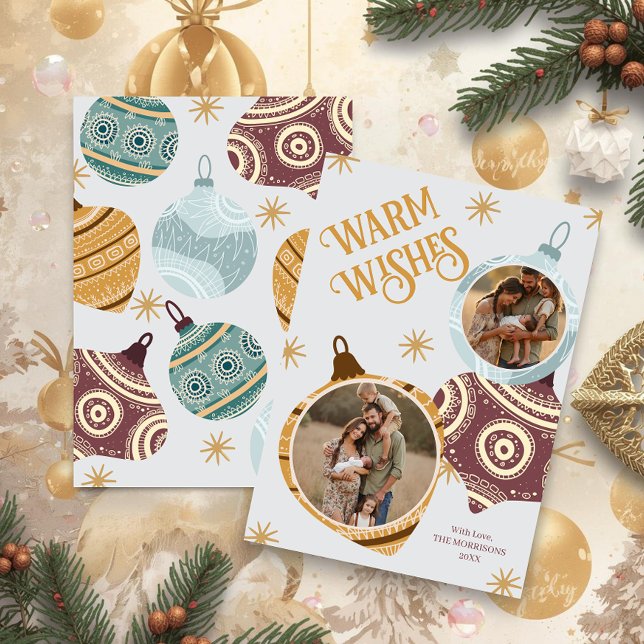 Cartes Pour Fêtes Annuelles Warm Wishes Personalized Modern Ornament (Warm Wishes Personalized Modern Ornament Holiday Card)