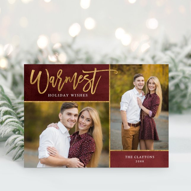 Cartes Pour Fêtes Annuelles Warmest Warmest Faux Gold Foil 2 Photo (Créateur téléchargé)