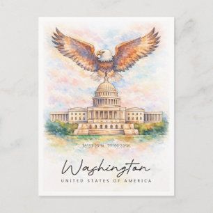 Cartes Pour Fêtes Annuelles Washington DC Capitol Hill Aquarelle États-Unis