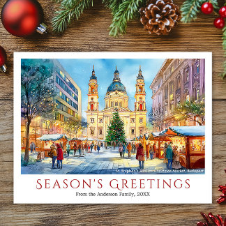 Cartes Pour Fêtes Annuelles Watercolor Budapest Basilica Christmas Market