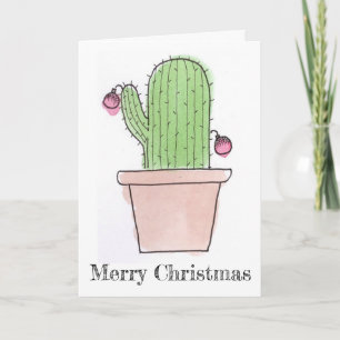 Cartes Pour Fêtes Annuelles Watercolor Cactus Christmas Card