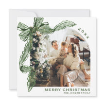 Watercolor Christmas Green Lace Bow Ribbon 2 Photo