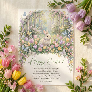 Cartes Pour Fêtes Annuelles Watercolor Easter Bunny Floral Spring Happy Easter