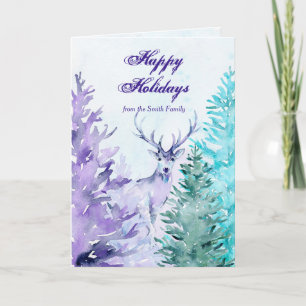Cartes Pour Fêtes Annuelles Watercolor Faune Joyeuses Vacances